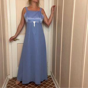 Papell Boutique A-Line Chiffon Satin Winter Formal Dress W/ Rhinestones Size 12